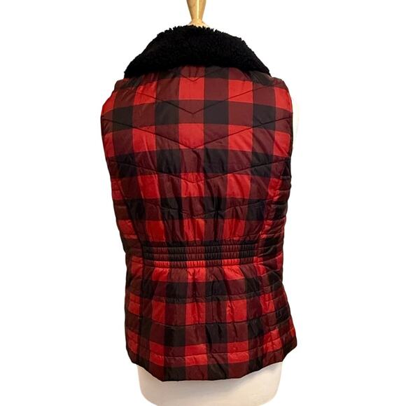 Talbots Primaloft Sherpa-Lined Plaid Full Zip Vest Size M Petite Gorpcore Preppy - Picture 2 of 10